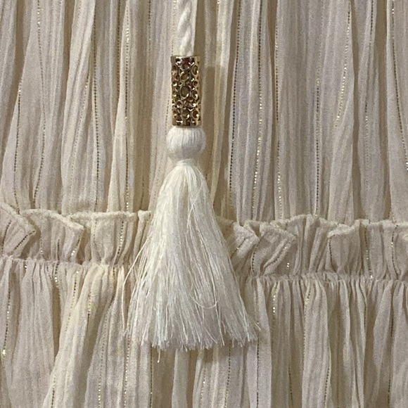 NWT Network Mini Dress, Size 38 EU M-10 US Color ivory-metallic gold stripes - Picture 2 of 13